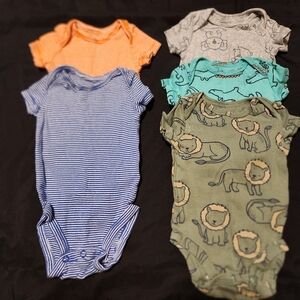 Carter's Baby Boys' 5-Pack Short Sleeve Bodysuits  3month Animals and Stripes